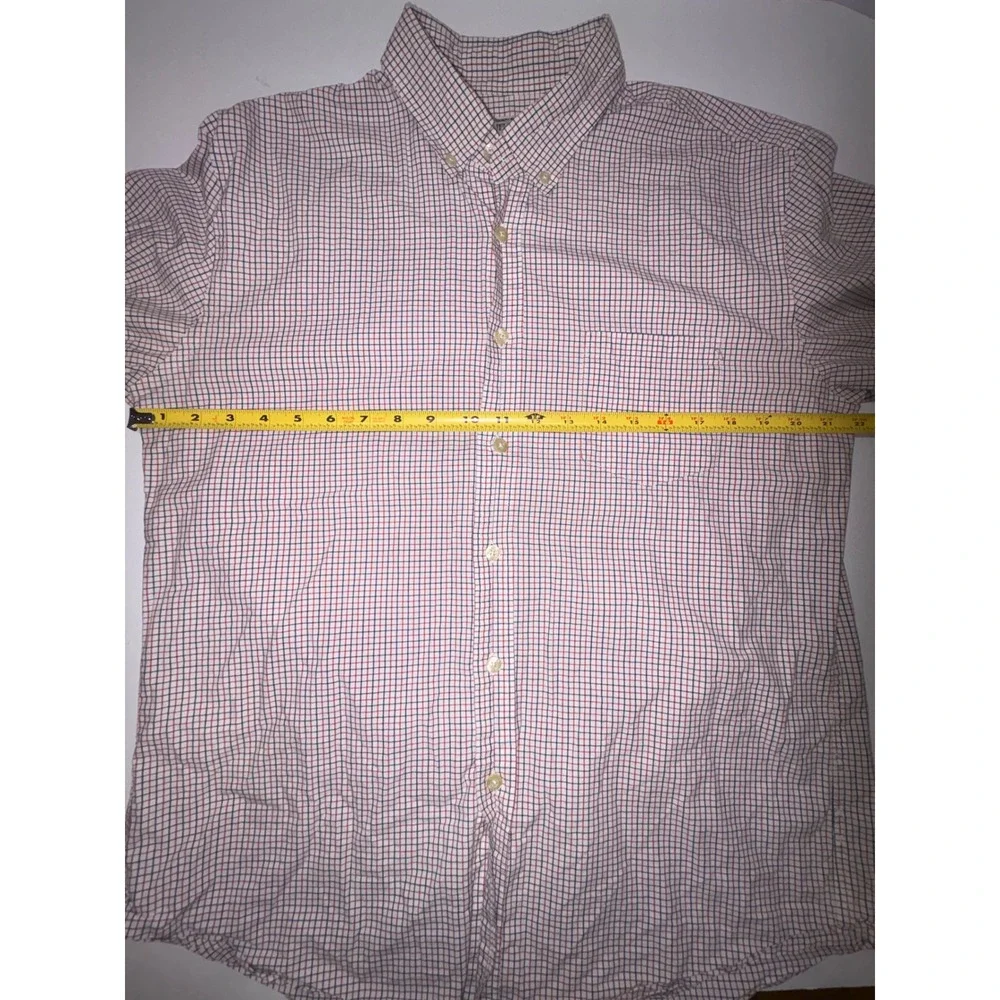 J. Crew Tailored‎ Fit Button Down Shirt Red Blue Check Men's Long Sleeve Cotton